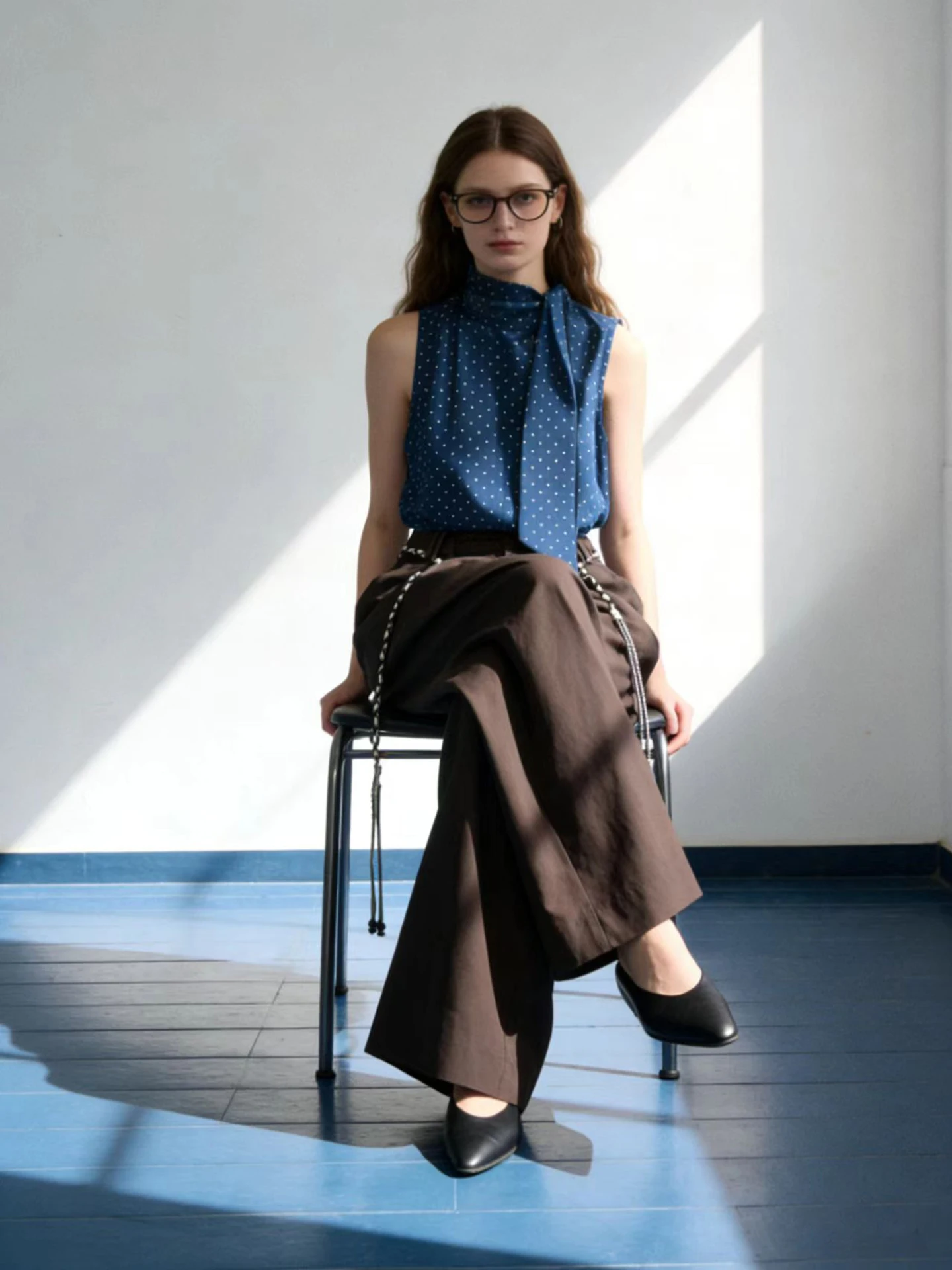 

Blue Polka Dot Sa Thin Svel irt Commute Sle Slimming Overhead Women's Summer Faion New Arrival HUAAPPUW