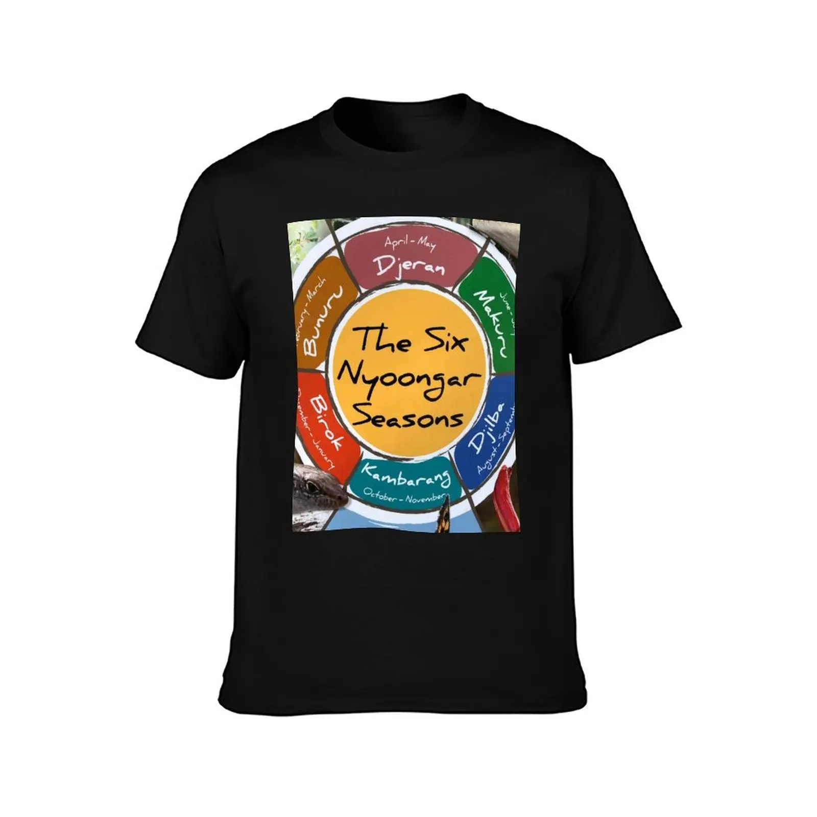 The six Nyoongar Seasons T-Shirt shirts graphic plain mens big and tall t shirts