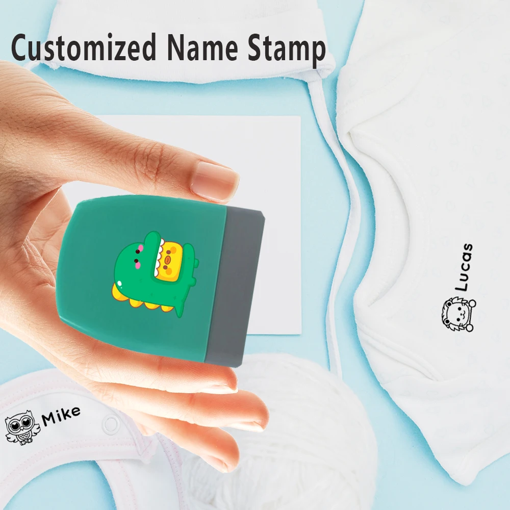 Excellent Self-inking Customized Name Dinosaur Crystal Sticker Seal Can print Clothes, Sheets, Hats, Shoes and Other Textiles