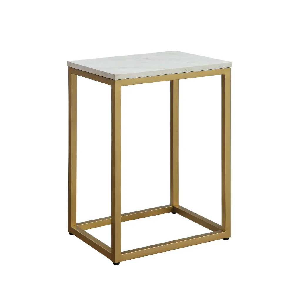 Mainstays End Table, White Top with Gold Frame