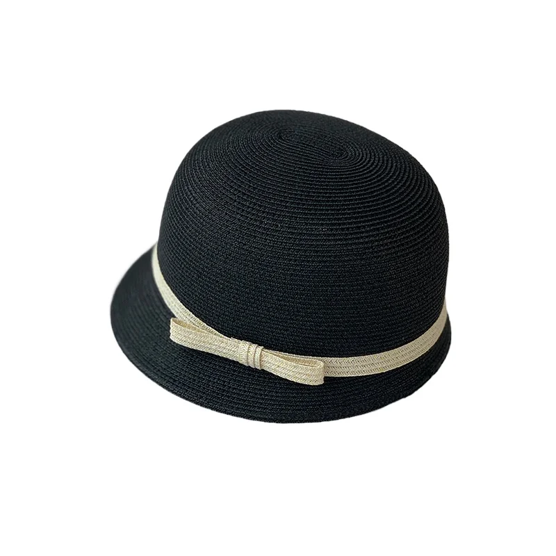 Hat Lady summer fisherman straw hat bow short eaves irregular hat retro sunshade sunblock holiday