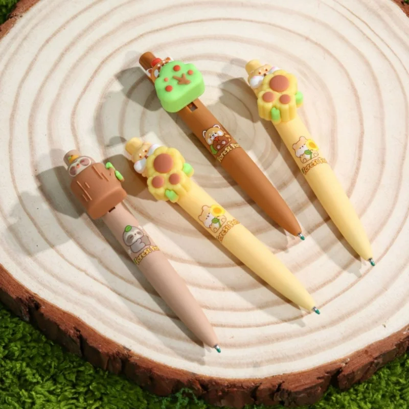 

24pcs/lot Kawaii Hamster Sloth Raccoon Press Gel Pen Cute 0.5mm Black Ink Neutral Pens For Writing Office School Supplies