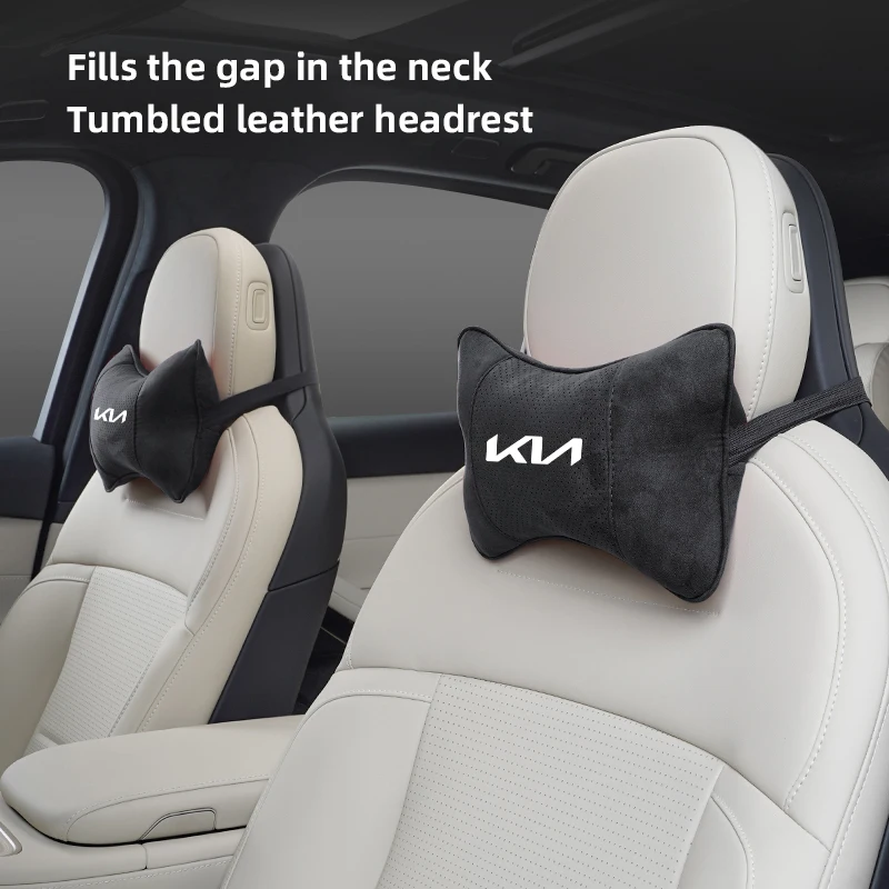 Reposacabezas de asiento de coche KIA, almohada de protección de cuello y columna vertebral con logotipo automático para KIA EV6 Stinger RIO Sorento Picanto Ceed Borrego Syros K4 K5 K8