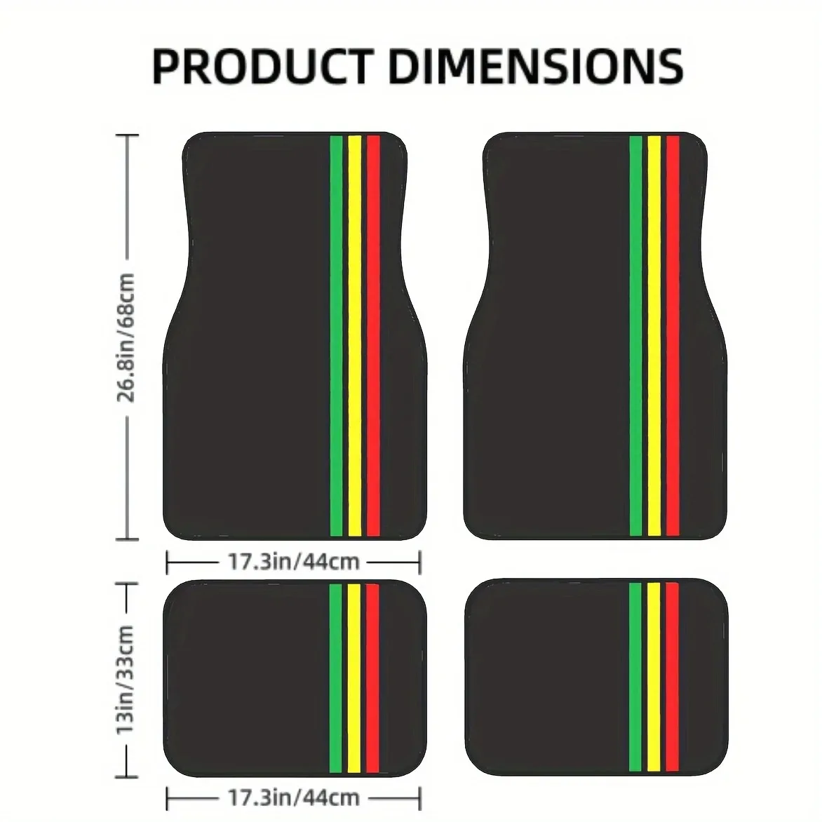 

4pcs Vibrant Vertical Striped Car Floor Mats - Durable Polyester, All-Season Protection,Vehicle Interior,Stylish Upgrade gift