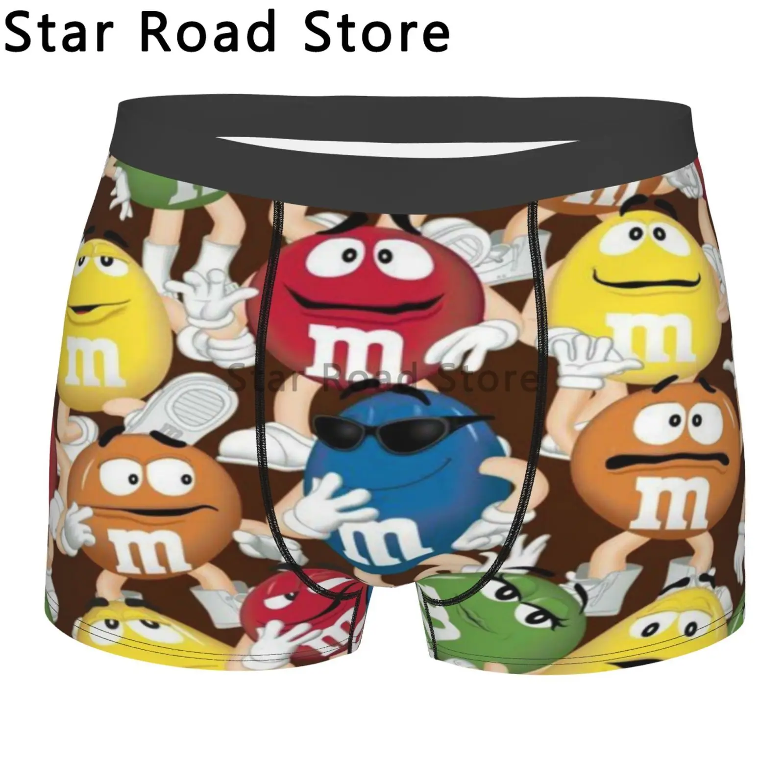 

Cartoon M&M's Chocolate Underwear Male Printed Custom Funny Candy Meme Boxer Shorts Panties Briefs Breathable Underpants