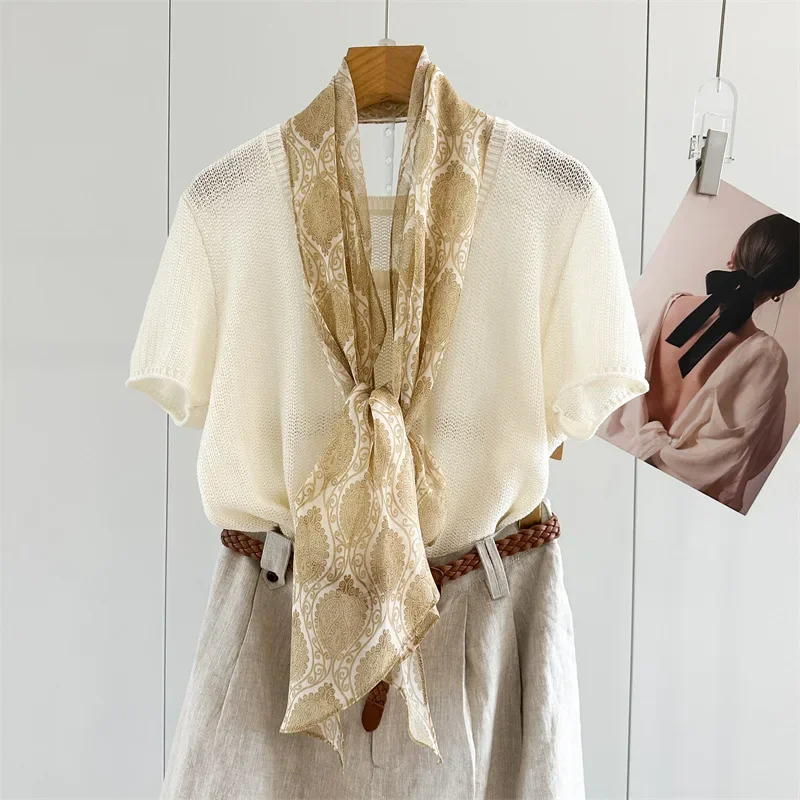 Summer Fashion 100% Mulberry Silk Scarf 160x30cm Narrow Long Scarf Women Luxury Light Thin Silk Chiffon Shawl Wrap Foulard Gift