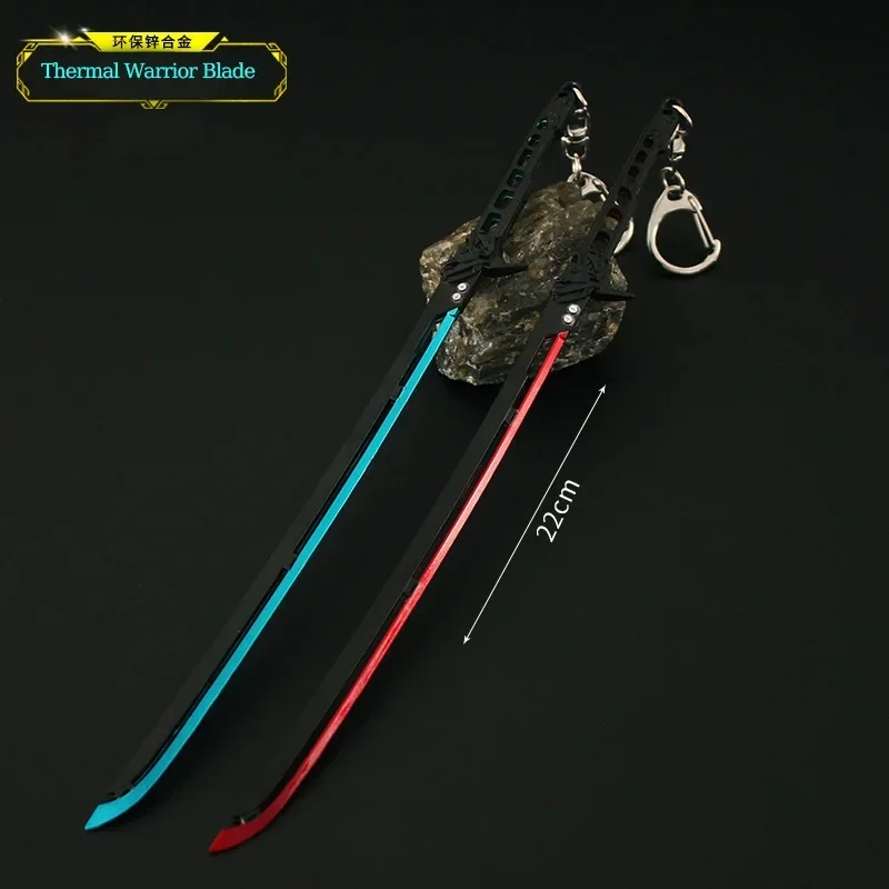 

Cyberpunk Weapon Keychain 22cm Thermal Energy Katana Sword Keyring Japanese Samurai Safety Blunt Metal Model Pendant Gifts Toys