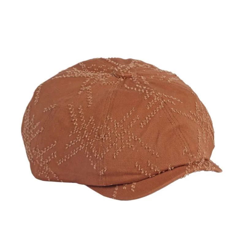 

Korean style vintage fashion ripped octagonal cap Women's British retro men's beret peaked cap literary newspaper Bay hat tide