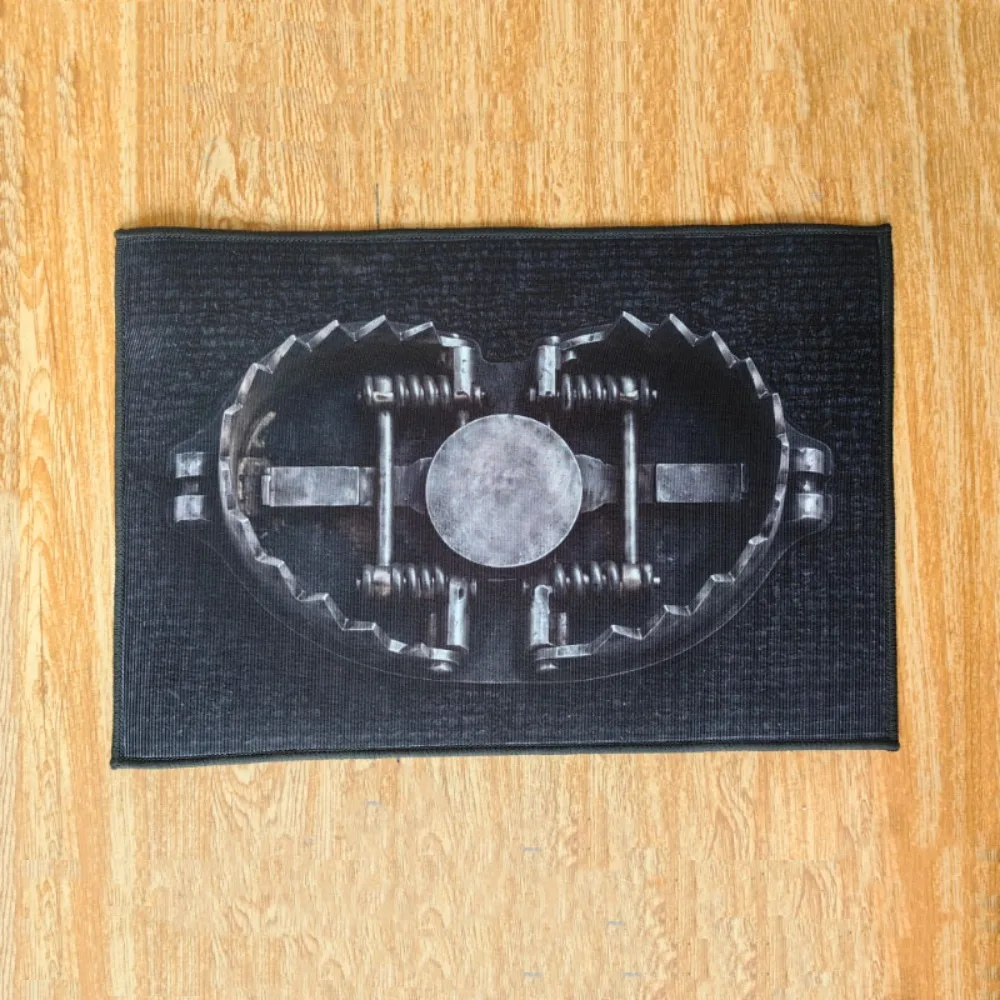 Novelty Halloween Trap Illusion Doormat Crystal Velvet Quirky Spooky Trap Print Rug Realistic Non-Slip Prank Hallway Welcome Mat