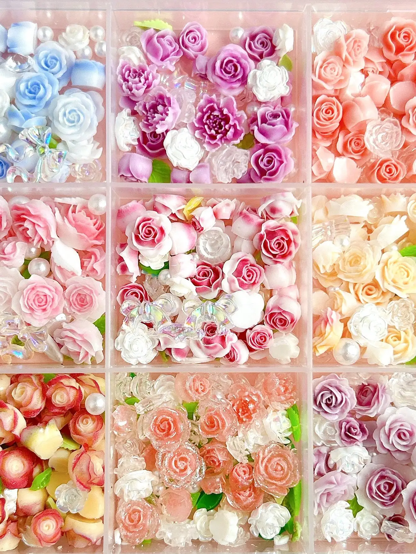 Double-Color Camellia Peony Resin Nail Charms For DIY Manicure Crafts