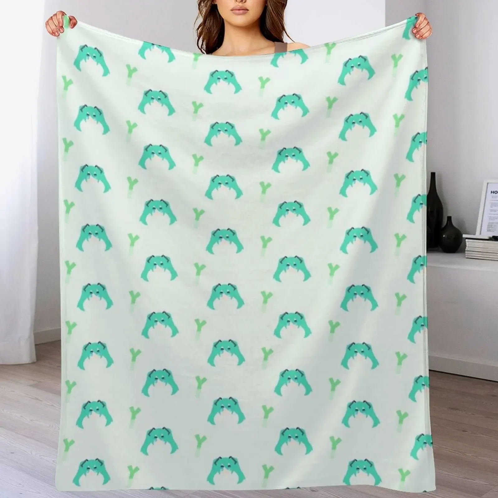 

Miku & Leek pattern Throw Blanket Warm Accent Blanket for Living Room Decoration