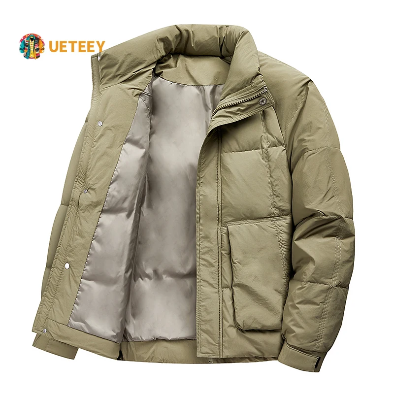 

Puffy Men's Winter Jacket 80% White Duck Down Fill High Quality Thick Warm Hooded Puffer Coat Casual Loose Fit Outdoor Fashion