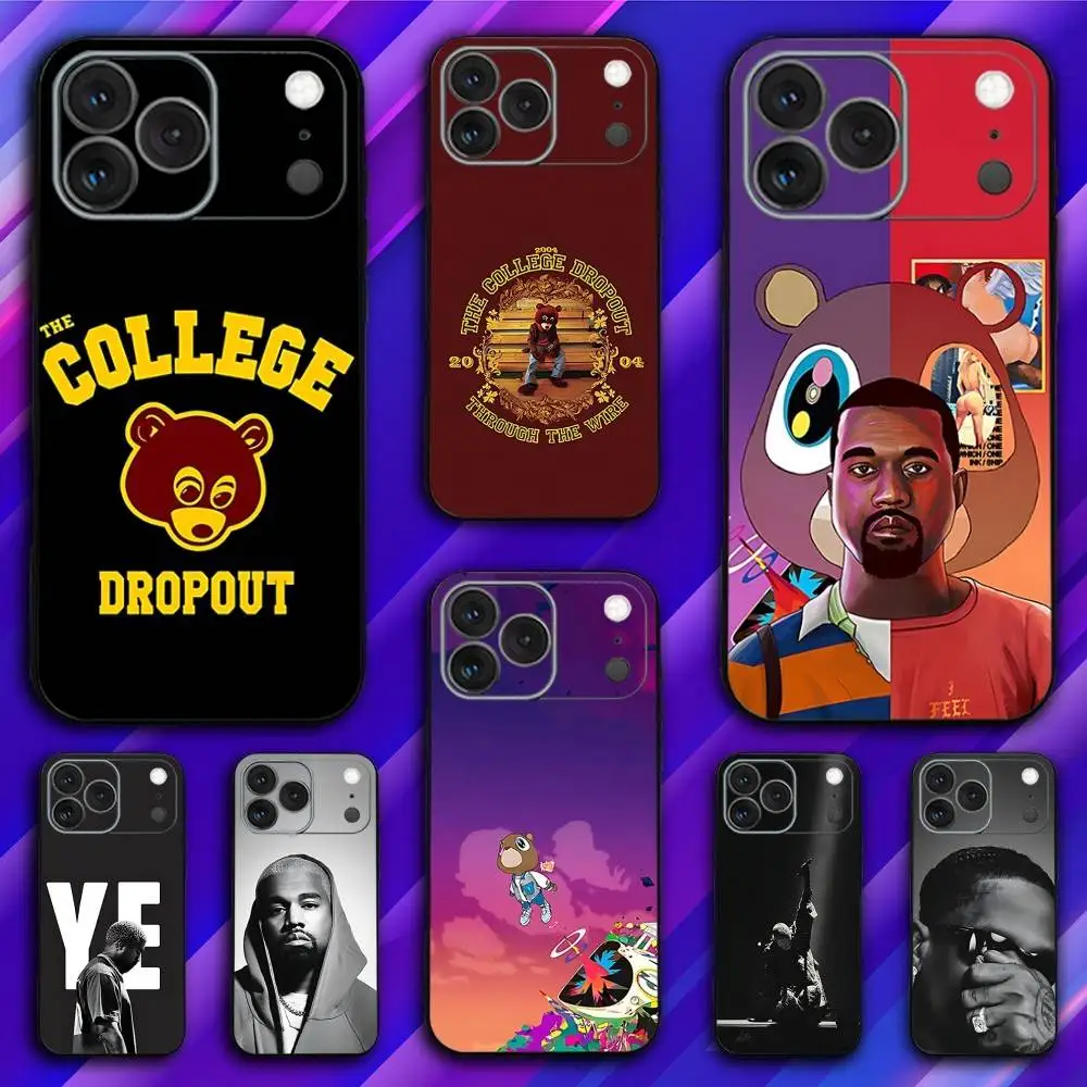 حافظة هاتف K-Kanye Rapper West Bully لهاتف iPhone 17,16,15,14,13,12,11,Pro,Max,Plus,X,XS,SE4,E,Mini,Soft Black Case