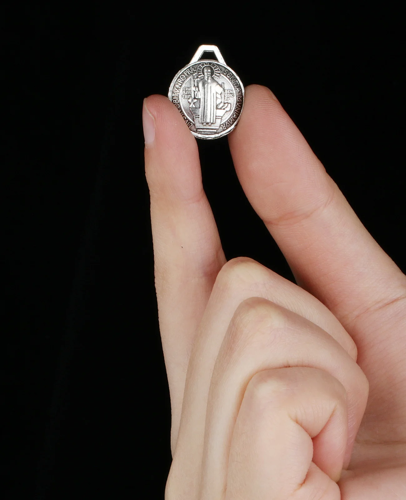 10Pcs Button Shaped St. Benedict Medal Charms Round Saint Benedict Cross Pendant Medallion for DIY Making Accessories