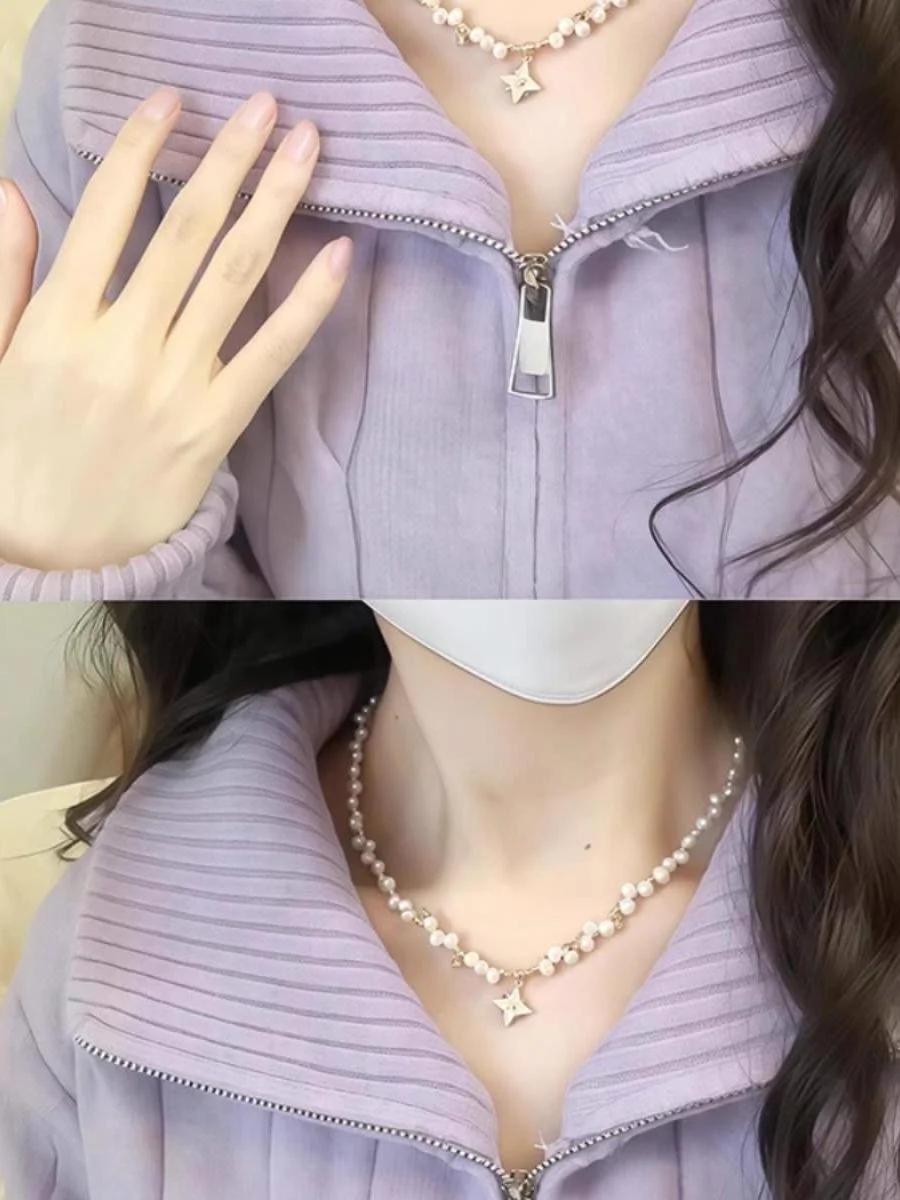 سترة معطف نسائي بياقة عالية وسحاب من Thiened موضة شتاء جديدة لعام 2025 أرجواني قلقاس ملتوية محبوكة طويلة Sve #2