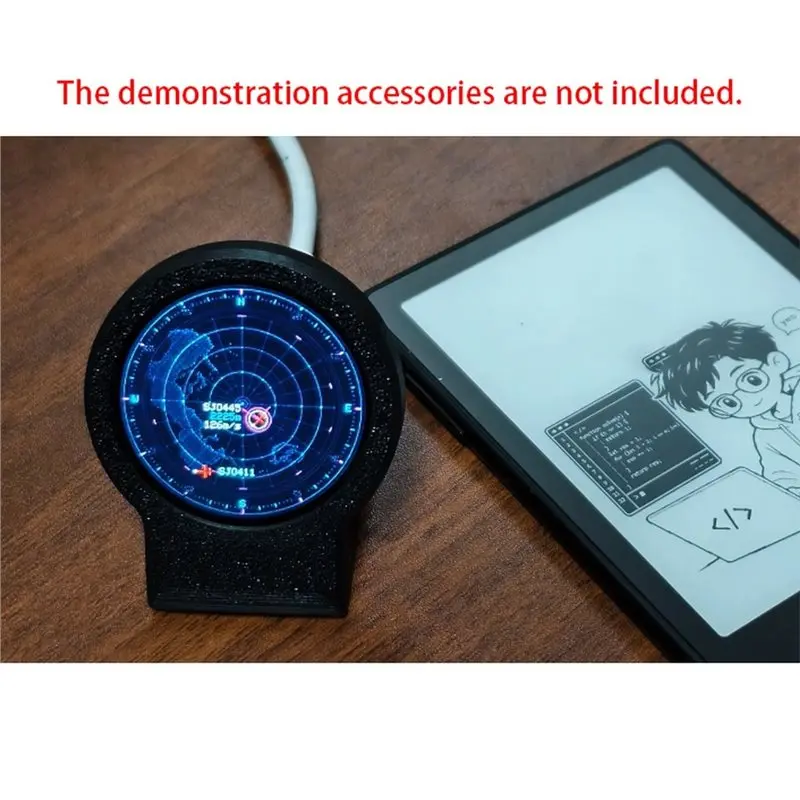 A76I-USB-C Deskradar, Live ADS-B Flight Tracker Gadget With Sonar Grid Screen With 3D Printed Case Aviation Desk Decor