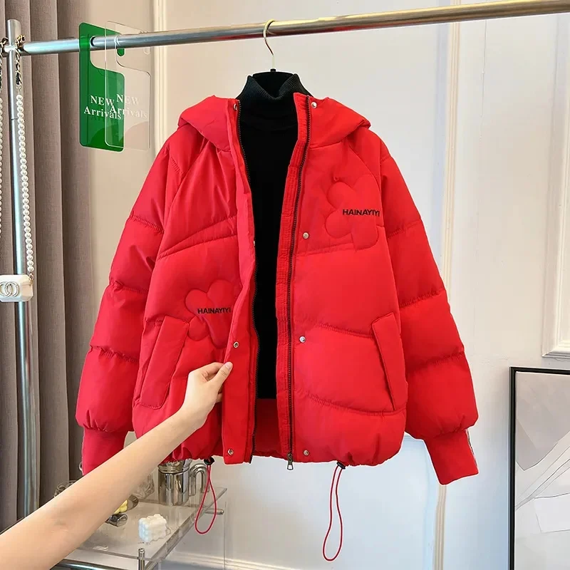 2024 baru Downcotton mantel empuk wanita musim dingin Cropped tebal longgar-fit jaket katun gaya Korea kasual jaket Puffer Padde