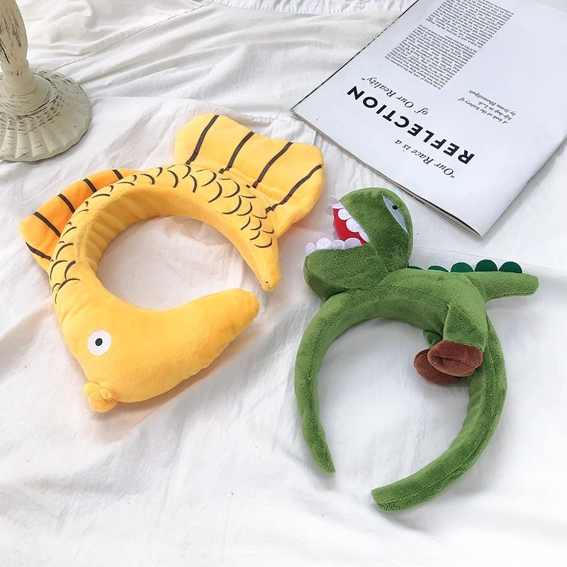 Shark Dinosaur Hairband for Women Fashion Home Wash Face Headband Korean Version Funny Cartoon Hair Bands Hair Accessories