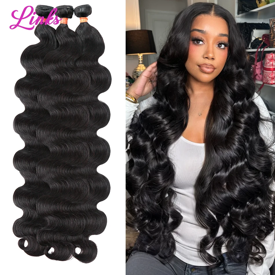 Links 32 Inch Body Wave Human Hair Bundles Remy Unprocessed Raw Virgin 100% Human Hair Water Wave Extensions 3 4 5 Bundles Deal