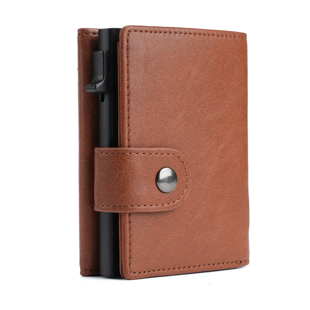 

Vintage Man's Short Wallet Anti-Theft Rfid Convenient PU Leather Brown Bank Cash Card Holder Wallet ﻿