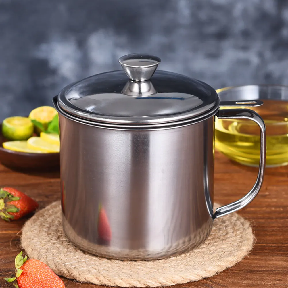 

Stainless Steel Meat Strainer For Grease Filter Pot Fine Mesh Strainer Jug Kitchen Grease Container Removable Filter Storage