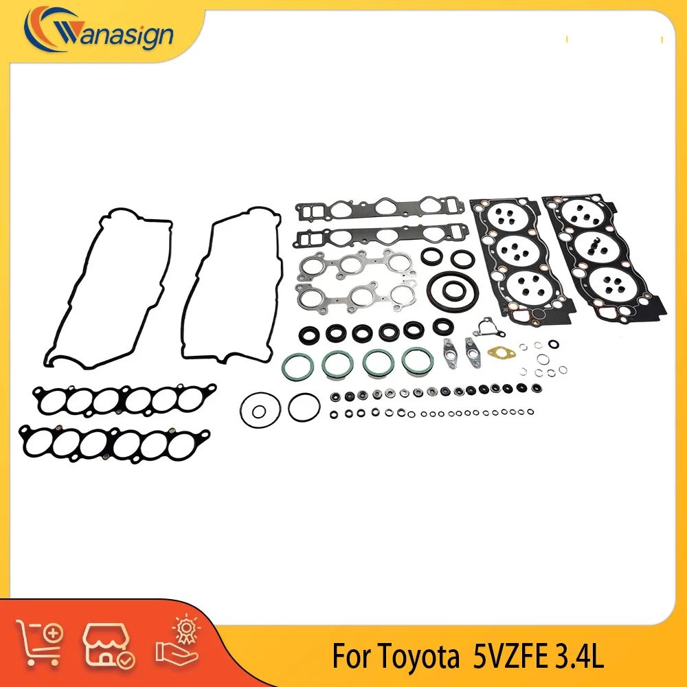 Conjunto completo de juntas de peças de motor, compatível com 3.4 l v6 gás 5vz-fe para 95-04 toyota t100 tundra 4runner tacoma 3.4l HS9227PT-1 cs9227