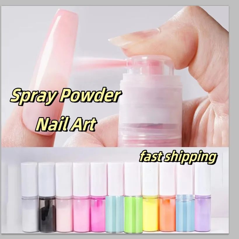 10 g/butelka Neon Pink Ombre Powder Press Pump Gradient Nail Art Pastel 2024 Upgraded Ombre Spray Acrylic Pigment Press on Nails