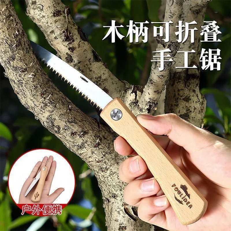 Mini Folding Hand Saw with Wooden Handle Portable Small Pruning Saw for Woodworking Cutting Compact Pocket Saw Tree Branch Cut