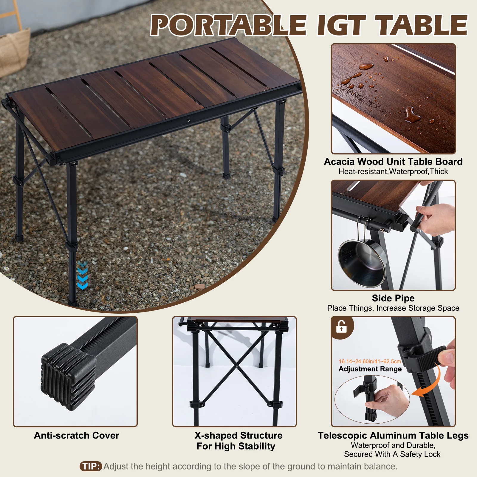 CHANGE MOORE Outdoor Multifunctional Folding Table 91x40cm Camping Desk Easy to Install Picnic Outdoor Tables bbq table With Bag