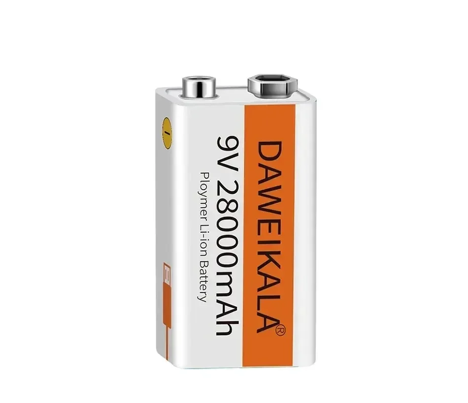 2025 9V battery 28000mAh li-ion Rechargeable battery Type-C Battery 9v for Multimeter Microphone Toy Remote Control KTV use
