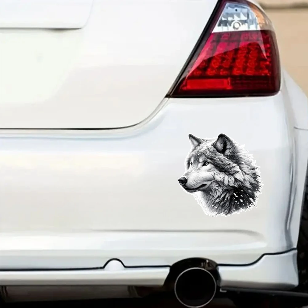 ملصق سيارة ذئب رمادي مقاس 12 × 12 سم - ملصق PVC متين بتصميم مرح، يستخدم للسيارات والدراجات النارية وأجهزة الكمبيوتر المحمولة والشاحنات وسيارات الدفع الرباعي
