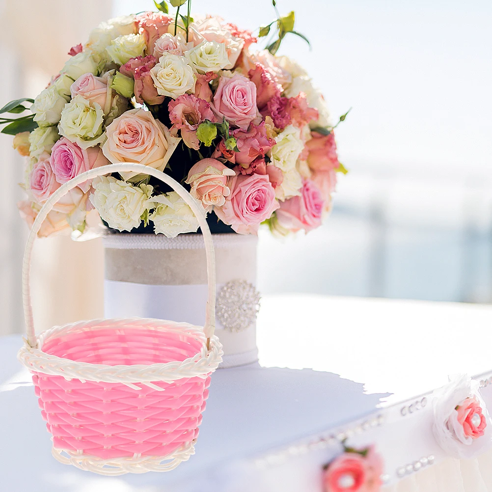

10pcs Mini Woven Plastic Handheld Storage For Easter Party Favors Kids Picnic Gift Small Egg Craft Baskets With Handle