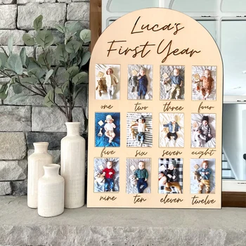 아기 사진 보드 소품, 첫 생일, 사진 보드, 1 년 마일스톤, 12 개월 보드, 목재 사진 소품