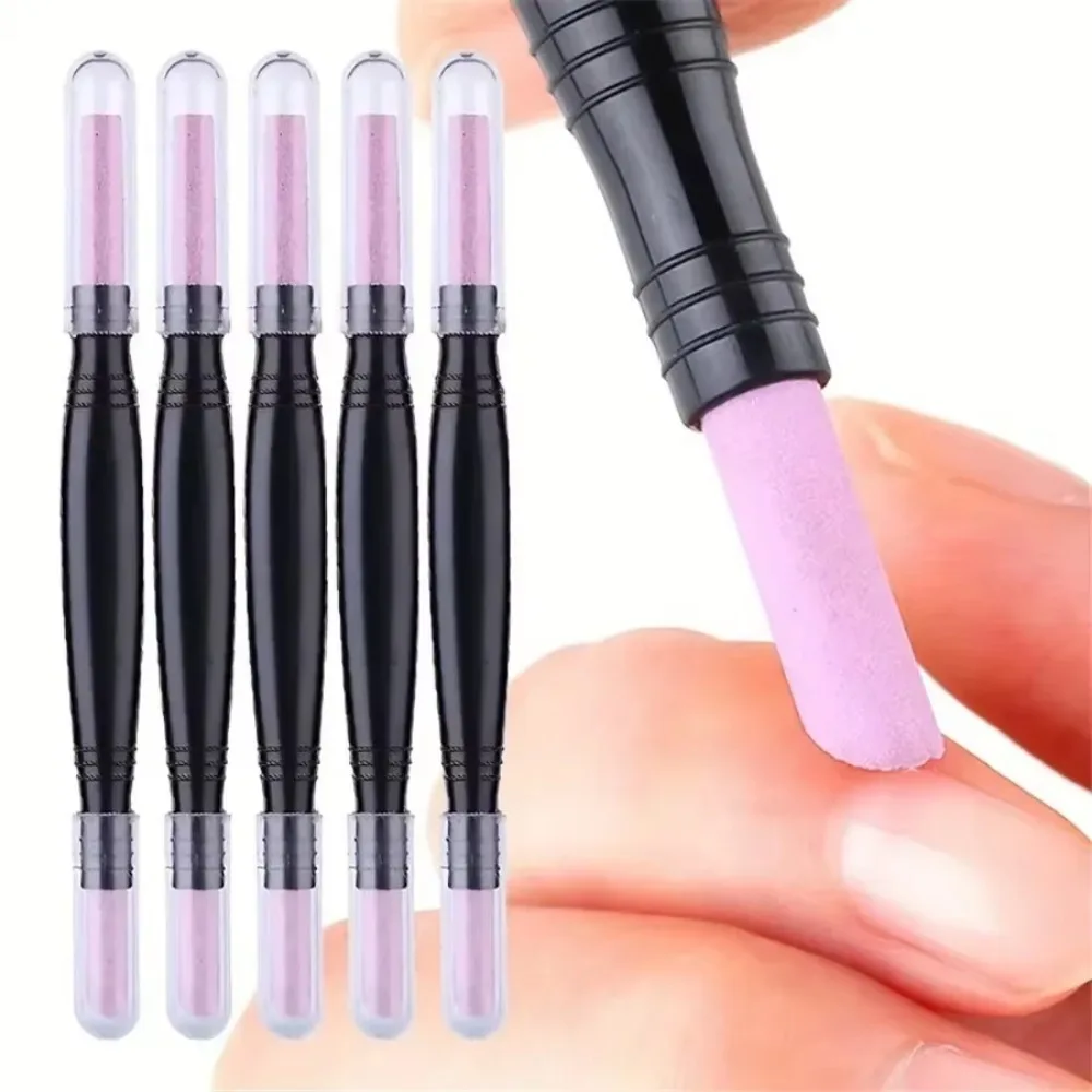 Dual-Ended Quartz Scrub Stick Reusable Round Nail Pusher Pen Dead Skin Trimmer Fine Polishing Nail Care Pen Nail Care Tool