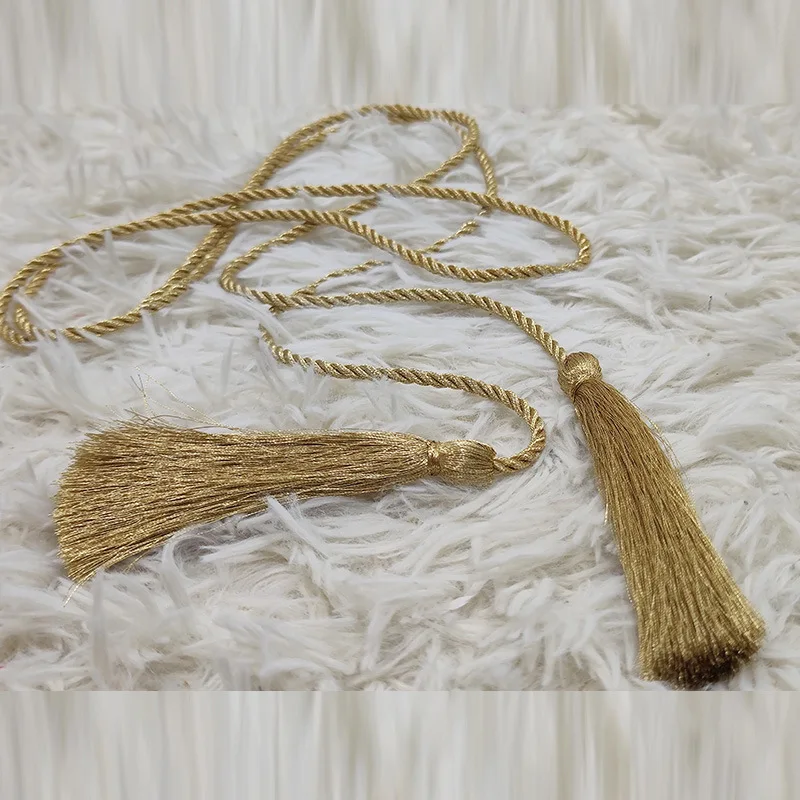 

Женский золотистый плетеный пояс, украшенный цепочкой на талию в мусульманском стиле, 170 см, пояс с кисточками, 2022