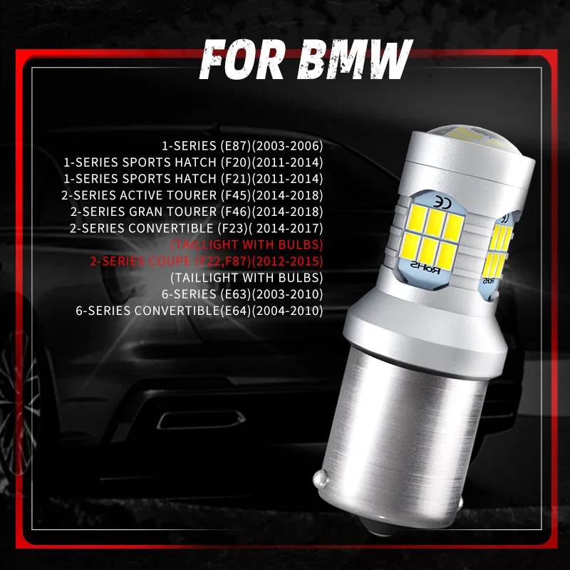 2×P21W LED Reverse Light Blubs Canbus For BMW 1/2/6-Series E87 F20 F21 F45 F46 F22 F23 F87 E63 E64 116i 118i 220i 218i 640i 650i - Image 3