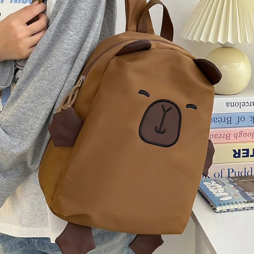 Mochila de Nylon Capivara De Grande Capacidade, Bolsa Estilo Coreano, Bolsa De Ombro Kawaii, Saco De Livro De Estudantes De Desenhos Animados