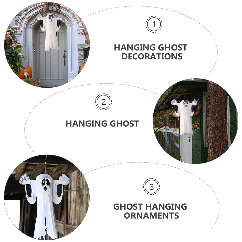 2 stücke Geist Waben Ball Dekorationen Hängen Papier Anhänger Für Halloween Spukhaus Party Wand Fenster Tür Dekoration