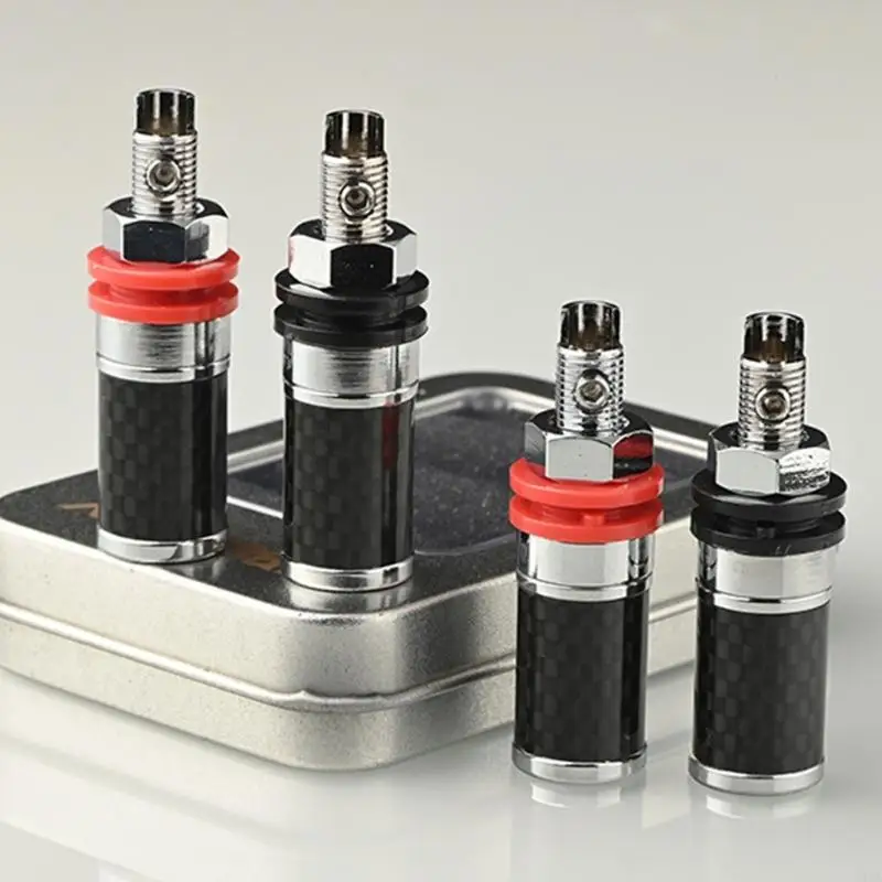 2 Stück 4 mm Bananenstecker, schweißfreie Kupferklemme für 4 mm Bananenbuchse, schwarze und rote Bananenbuchsen-Bindungspfosten – Detail 2