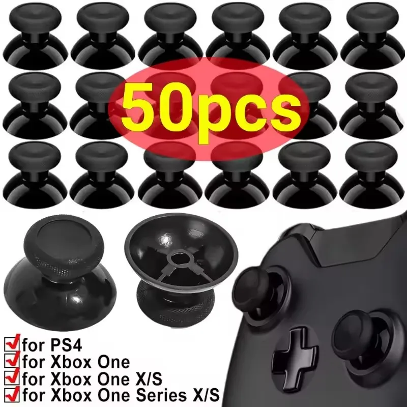 10-50 pçs substituição macio joystick polegar vara polegar aperto tampas cogumelo para xbox um preto silicone polegar apertos tampas