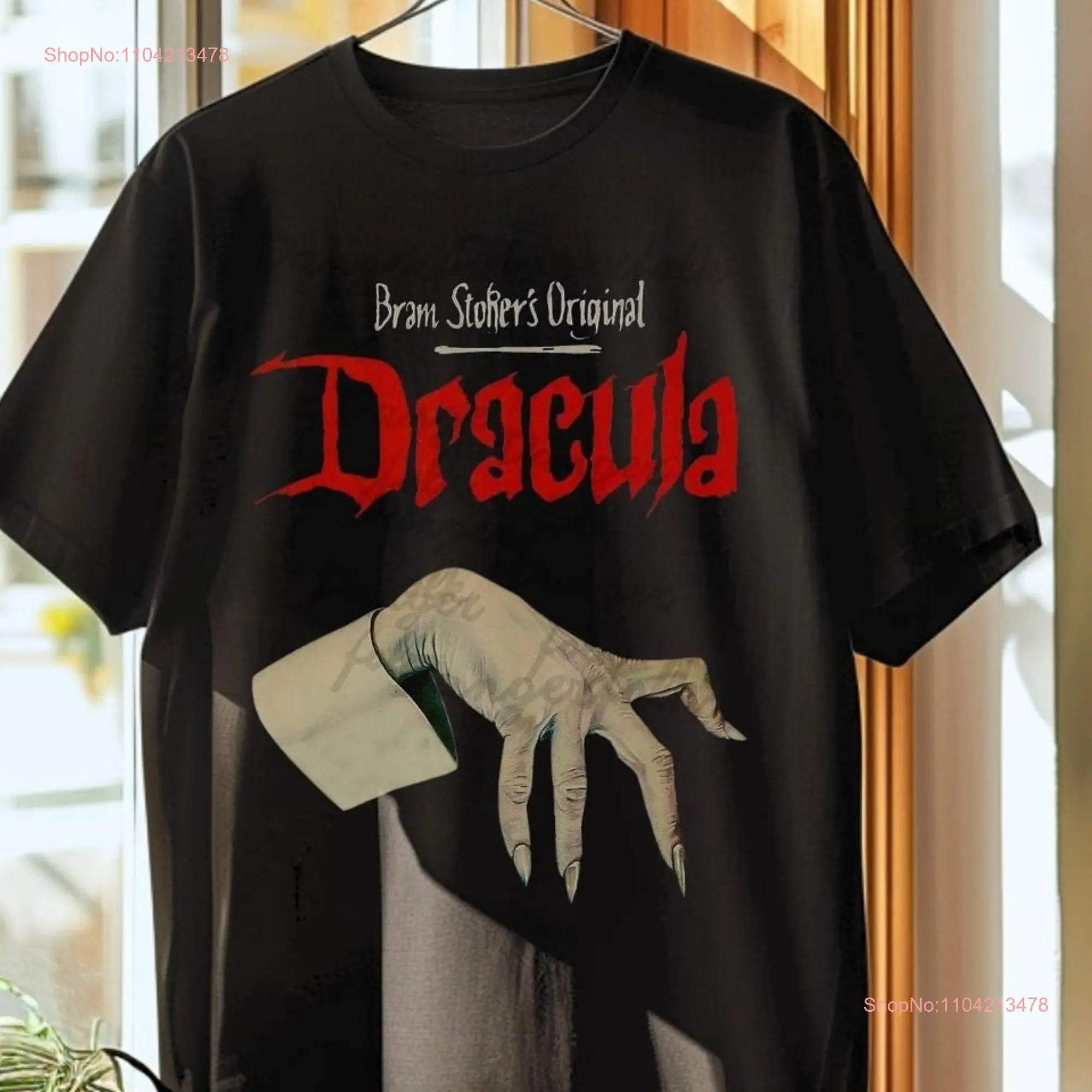 Retro Dracula Book T Shirt teeth movie Horror Literature Lover  long or short sleeves