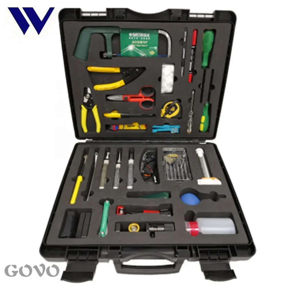 GOVO 29PCS Fiber Cable Splicing Tool Kits GW-29B Power meter Fiber cleaver Stripper