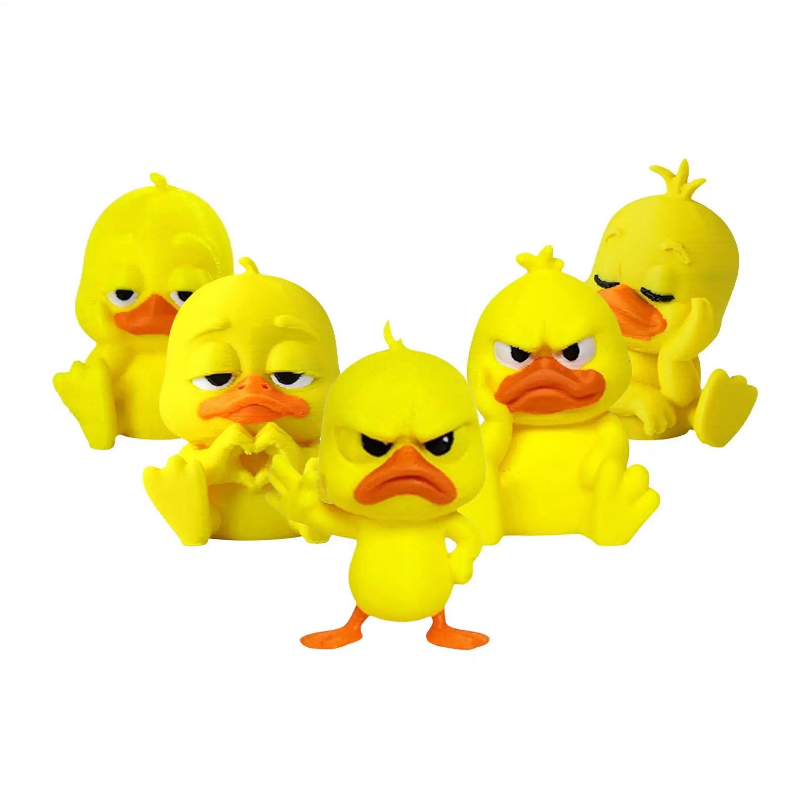 5Pcs 3D Printed Mini Duck Figurines, Funny Collectible Animal Statue, Cute Desktop Decor for Home Office Bookshelf Entryway