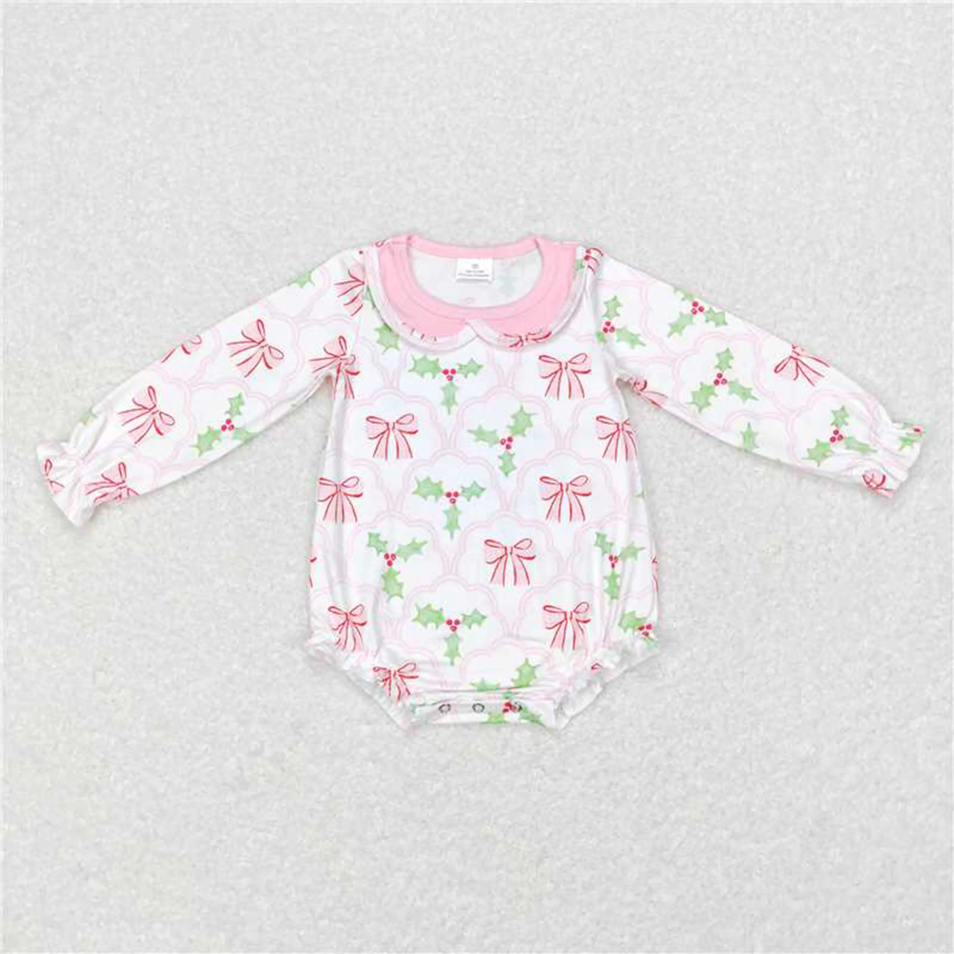 Wholesale Baby Girl Jesus Jumpsuit Kids Fall Winter Newborn Embroidery Floral Romper Toddler Bubble Flower One-piece Clothing