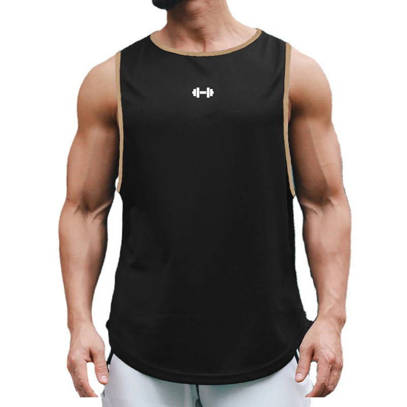 

Summer New Gym Vest Men Bodybuilding Sleeveless Shirt Loose Sports Clothes Quick-drying Mesh Fitness Mens Running Tank Tops