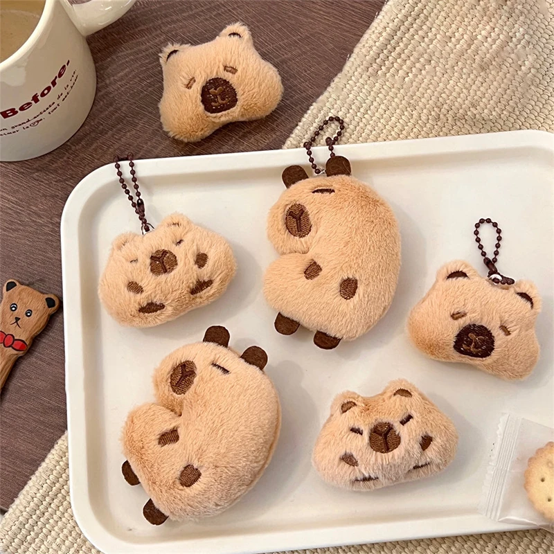 Capybara Plush Doll Cartoon Keychain Bag Pendant Soft Stuffed Doll Backpack Car Bag Key Ring Decor Kid Gift