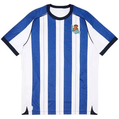 2025-26 Real Sociedad Home Shirt Oyarzabal  Jersey Fan Version Men's and Women's Children's Breathable Casual Sports T-shirt
