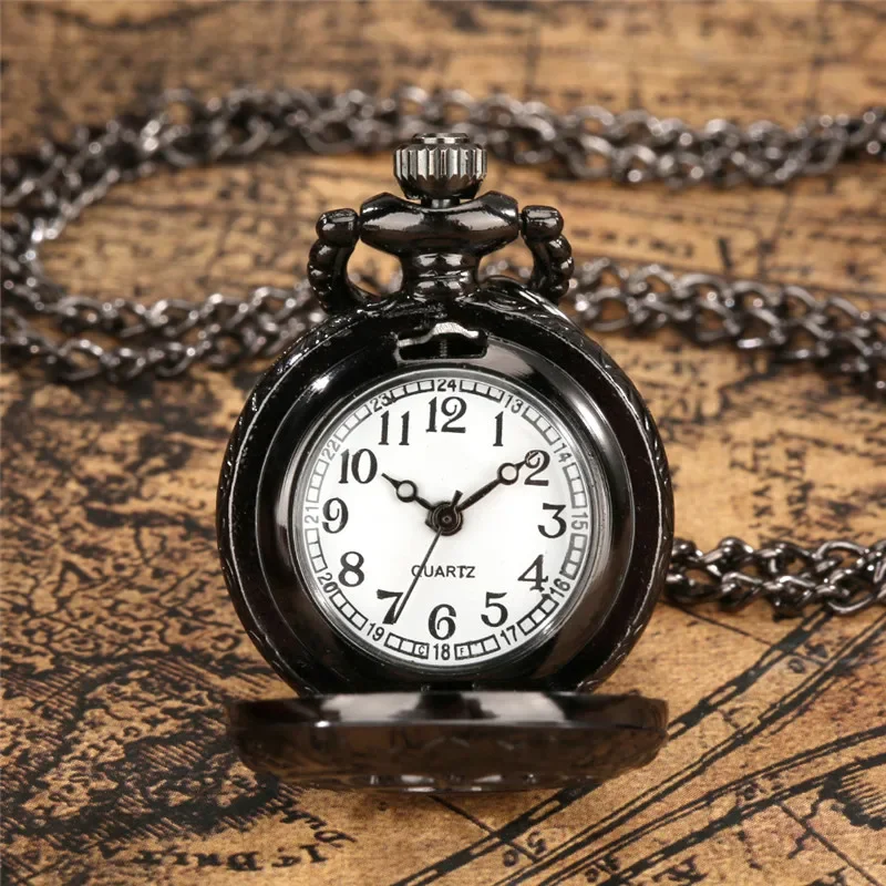 Steampunk Hollow Out Flower Design Men Women Quartz Pocket Watch Necklace Chain Small Size Unisex Collectable Clock Gift