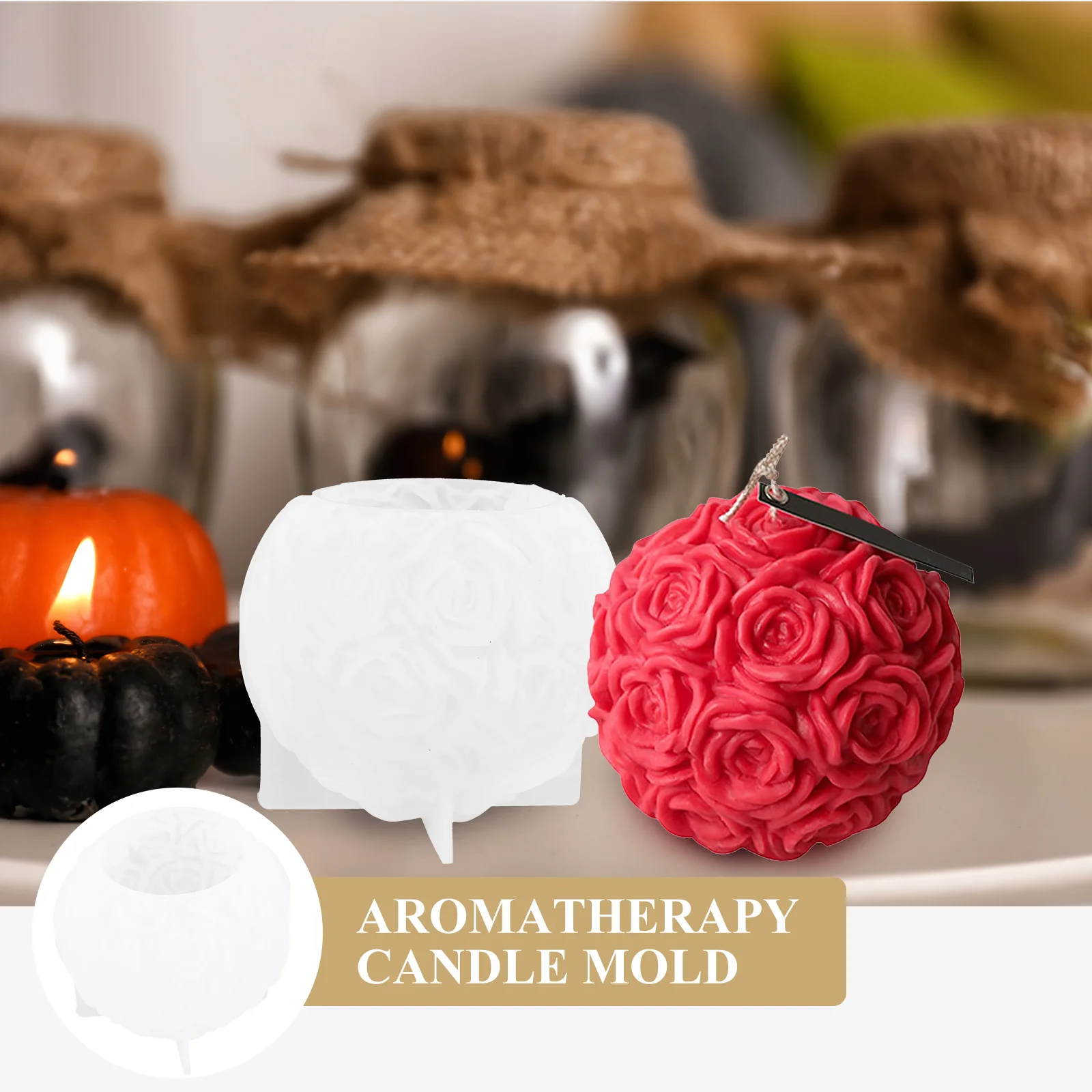 

3D Rose Flower Silicone Mold Rose Ball Shape for DIY Making Soap Casting Flexible Mold Flexible Silicone Molds