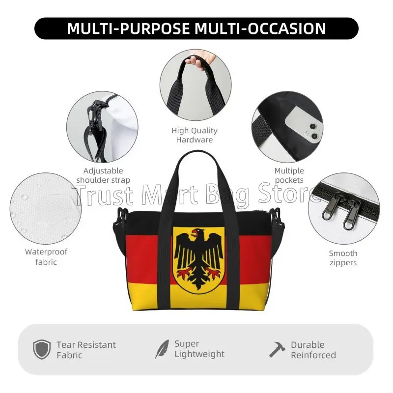 German State Flag Print Travel Duffle Bag Overnight Travel Luggage Tote Bag Lightweight Waterproof Weekender Bags for Women Men